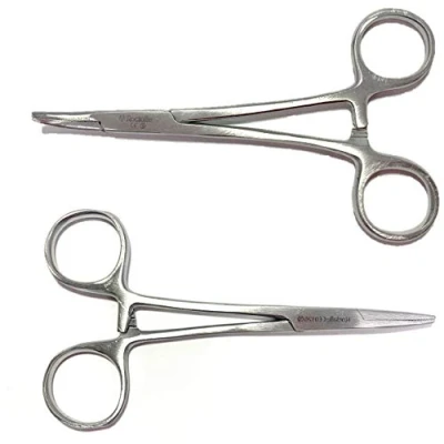 Image of 5&quot; inch Curved + 5&quot;inch Straight Fishing Forceps Stainless Steel Carp Sea Coarse