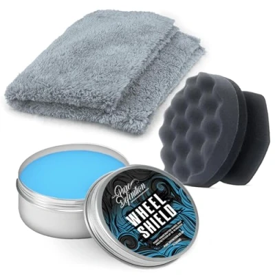 Image of Wheel Shield Wax Car Alloy &amp; Rim High Gloss Protection Paste Sealant Coating Pure Definition (75 g + Hand Pad Cloth)
