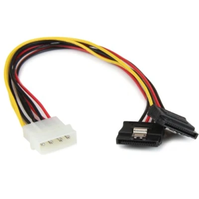 Image of StarTech.com 12in LP4 to 2x Latching SATA Power Y Cable Splitter Adapter 4 Pin Dual (PYO2LP4LSATA)