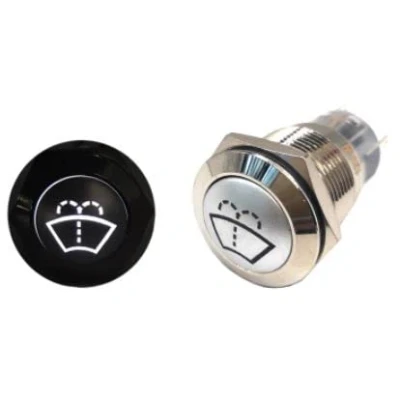 Image of Washer Jet Windscreen Light Red Illuminated Push Button Switch 16mm