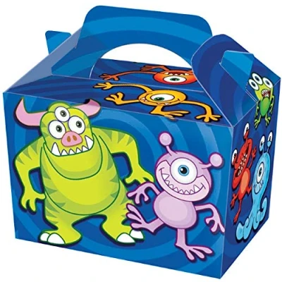 Image of THEMED Party Boxes PACK OF 10 Children/Kids Carry Food Meal Fun Picnic Birthday Wedding Favour / Baby Shower Box Loot Bag (Monster)