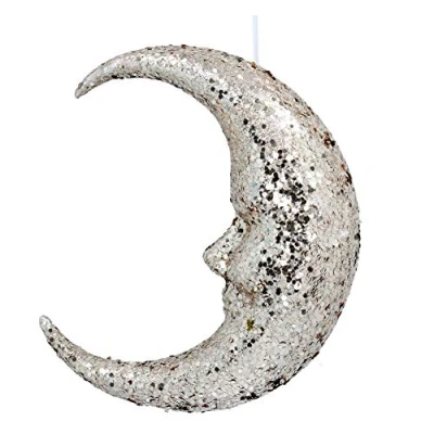 Image of Gisela Graham Large Christmas Decoration 24cm Gold Glitter Moon