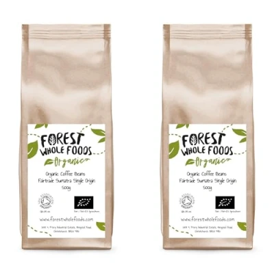 Image of Organic Coffee Beans Fairtrade Sumatra Single Origin Forest Whole Foods (1kg)