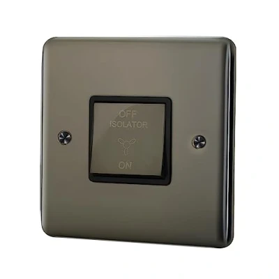 Image of ASAB Fan Switch PGM 33582 Black Nickel Strong Durable Material Soft Round Edges Easy Installation with Fixing Screws Sleek and Slim Design UK Standard Power Residential Commercial Use