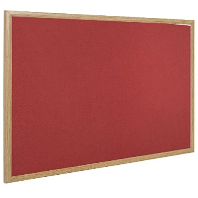 Image of Bi Office Earth Notice Board, Red Felt, Oak Finish Frame, 180 x 120 cm