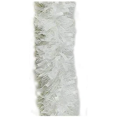 Image of 10 Metres of Deluxe Chunky Fluffy Tinsel Bright and Classic Christmas Colours 5 Strands 6 Foot 7&quot; Long Thick Thin 6ply Foil Metallic Total 33ft or 395&quot; Many (WHITE)