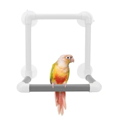 Image of Bird Portable Suction Cup Parrot Shower Perch Window Standing Platform Bath Toy for Macaw Cockatoo African Greys Budgies Parakeet Cockatiel