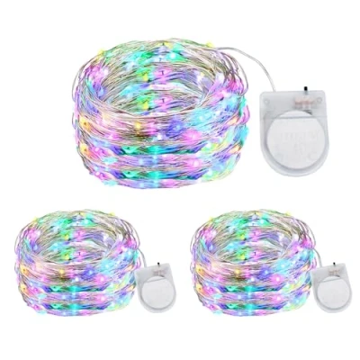 Image of Coloured Fairy Lights Battery Operated, 30 Micro LED Copper Wire String Indoor, 3m Waterproof Starry for Wedding, Party, Bedroom, Christmas Decor, Multi