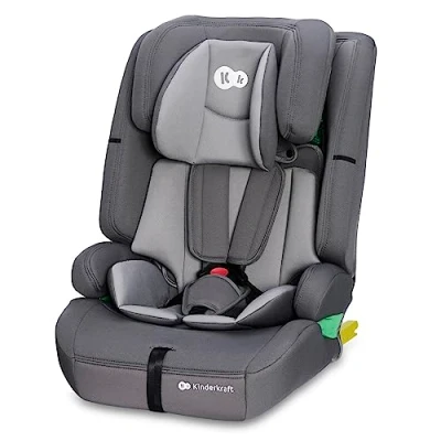 Image of Kinderkraft Safety FIX2 I Size 76 150 cm Car Seat, 15 Months 12 Years, Booster Child Isofix, Top Tether, Adjustable Headrest, Group 1 2 3, 5 Point Harness, Modular Insert, Gray
