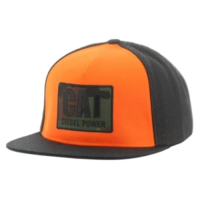 Image of Caterpillar Men&#039;s Diesel Power Flat Bill Cap 110 Flexfit Baseball, Ion Orange, One Size