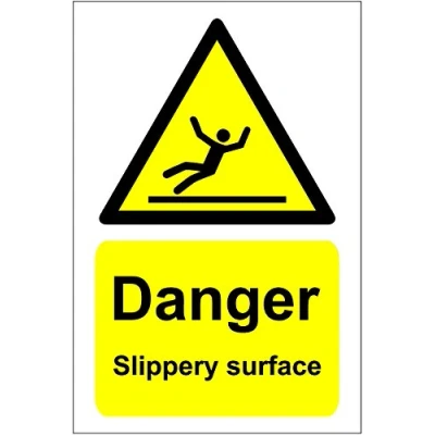 Image of Danger Slippery Surface 1.2mm Rigid Plastic Sign 300mm x 200mm