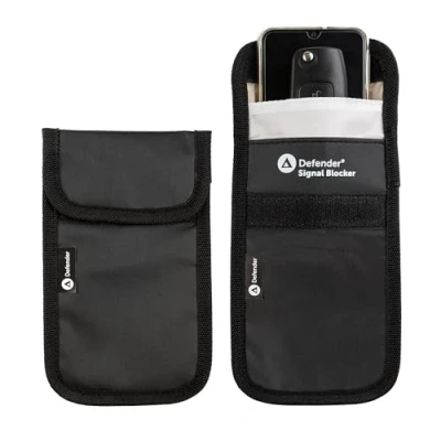 Image of Defender Signal Blocker 2 Pack RFID Faraday Pouch Police Accredited Car Key Security Case Phone Blocking Device Bag For Keys Mobile Credit Cards