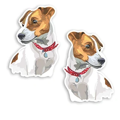 Image of 2 x 10cm Jack Russell Terrier Dog Vinyl Stickers Puppy Sticker Laptop #20699 (10cm Tall)