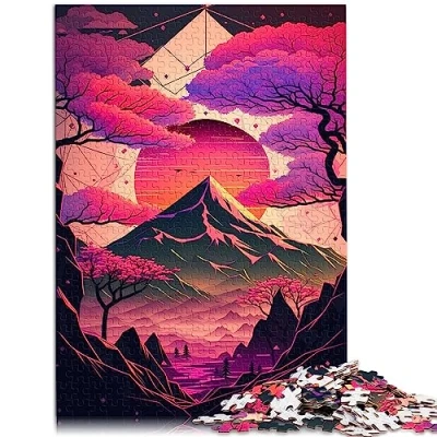 Image of Jigsaw puzzles Japan Geometric Neon Art Cardboard for adults 1000 pieces Educational Stress Relief Toy Puzzle 10.27&quot; x 20.47&quot;/26 * 38cm.
