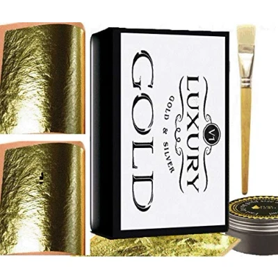 Image of Gold Leaf Kit 100 7cm x 5cm Sheets, Size, Brush. Gilding Crafts Design