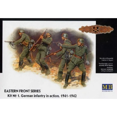 Image of Masterbox 1:35 Scale Eastern Front Series Kit 1 German Infantry in Action (1941 1942) Figure