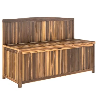 Image of Outsunny Garden Arch Wood Bench Outdoor Storage Box Furniture Chair 115L x 45W 75Hcm, Brown