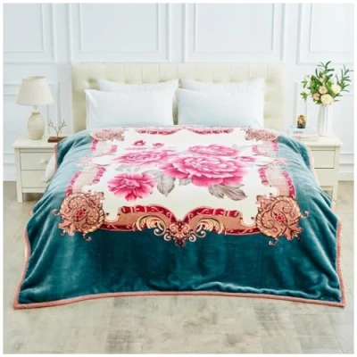 Image of GC GAVENO CAVAILIA 2Ply Weighted Blanket For Adult 5kg Heavy Bed Throw Sherpa Fleece Reversible (200x240 cm) Floral King Size Deep Sleeping Anxiety Relief Machine Washable