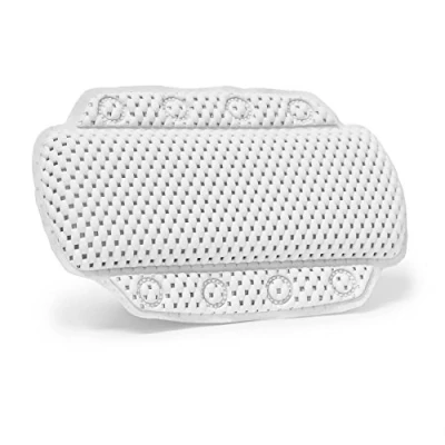 Image of Relaxdays Bath 8 Suction Cups Neck Pillow Made of Soft PVC Foam, Comfortable Spa Cusion for The Bathtub, White, 5 x 31 20 cm