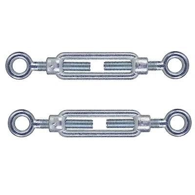 Image of M5 x 70mm Eye &amp; Steel Turnbuckles Wire Tensioner Strainer Closed Hook Threaded (Pack of 2)