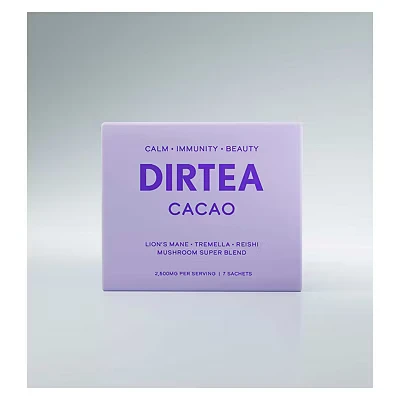 Image of DIRTEA Hot Chocolate (7 Sachets) with Lion&#039;s Mane, Reishi &amp; Tremella 100% Organic Cacao MCT Moringa 2,500mg Mushrooms per Serving Vegan Non GMO