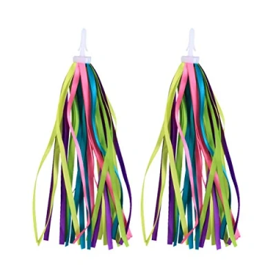 Image of VORCOOL One Pair of Childrens Bike Handlebar Streamers Bicycle Grips Tassels Ribbons Baby Carrier Accessories (Colorful)