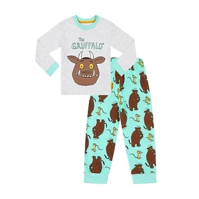 Image of Gruffalo The Boys Girls Long Cotton Kids Pyjama Set (5 6 Years) Grey