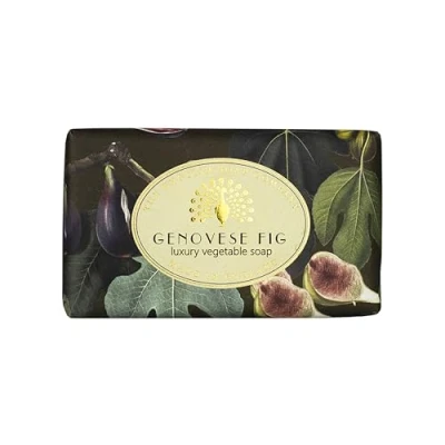 Image of The English Soap Company Vintage Wrapped Bar, Genovese Fig Shea Butter Moisturising Bar for Face and Body, Scent 190g