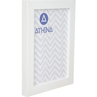 Image of Athena Matt White Block Premium Wood Picture Frame A4 21 x 29.7 cm Photo with Clear Styrene Sheet &amp; Wall Mounted Hook