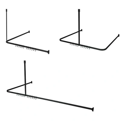 Image of Sealskin Shower Curtain Rail Set, ABS, Black, flexibel