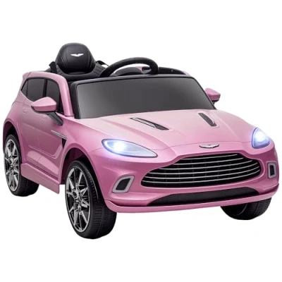 Image of AIYAPLAY Aston Martin DBX Licensed 12V Kids Ride on Car, Battery Powered Electric Car with Remote Control, 4 Suspension Wheels, LED Lights Music Horn, Slow Start, for Ages 3 6, Pink