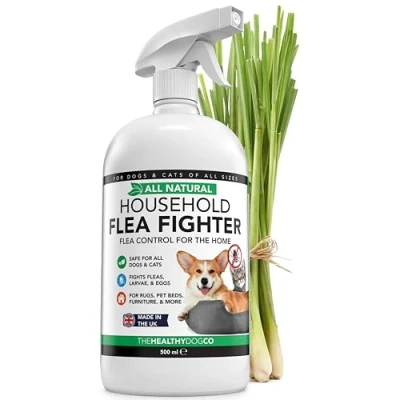 Image of The Healthy Dog Co Non Toxic Fast Acting Household Flea Spray for Home, House Natural Treatment Dogs 500ml (Flea Spray, 500 ml)