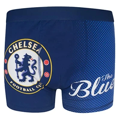 Image of Chelsea FC Official Football Gift 1 Pack Boys Boxer Shorts Blue 5 6 Years