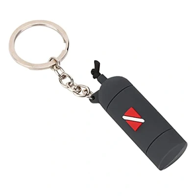 Image of Mini Diving Theme Keyring, PVC Gray Keyring Anti deformation rust Key Ring Unique Air Cylinder Shape Keychain Gift