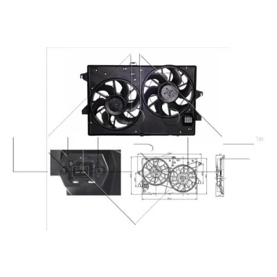 Image of 1117753, 1149132, 1152920, 1152921, 1201386 Cooling fan NRF 47003 300mm 12V 310/310W with radiator shroud, load resistor FORD: MONDEO 3 Kombi