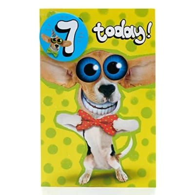 Image of UK Greetings 7th Birthday Card For Him/Boy With Envelope Funny Dog Design