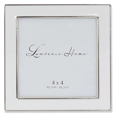 Image of Lawrence Frames Metal and Enamel Picture Frame, White, 4x4