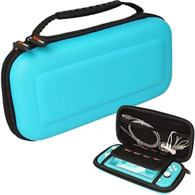 Image of TECHGEAR Switch Lite Case, Hard Protective Carry Travel &amp; Storage Case Cover Designed for Nintendo Lite, 8 Game Card Slots + Accessories Turquoise