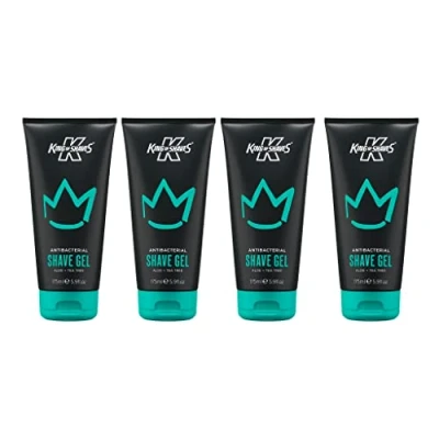 Image of King of Shaves Antibacterial Shaving Gel For Men, Low Foam A Precise Shave, Suitable All Skin Types, Clear 4x175ml