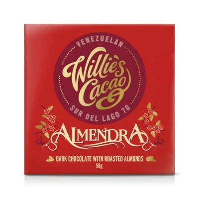 Image of Willie&#039;s Cacao Almendra Dark Chocolate with Roasted Almonds 50 g