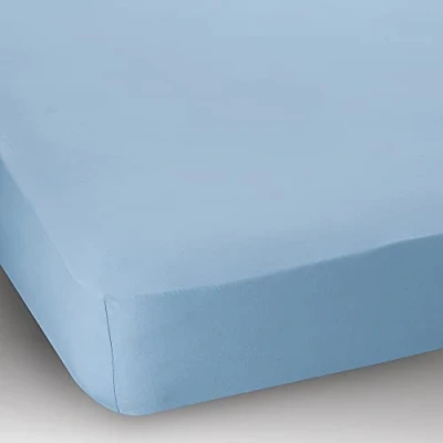 Image of 15&quot; Extra Deep Single Bed Cotton Jersey Fitted Sheet Blue
