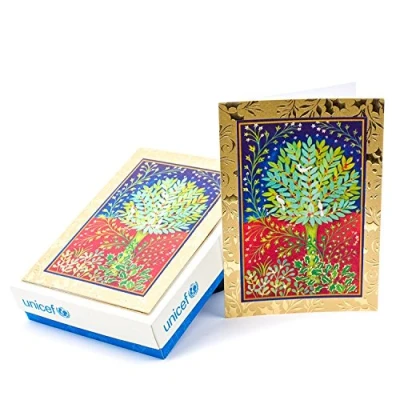 Image of Hallmark UNICEF Boxed Christmas Cards, Peaceful Holly Tree (20 Cards and 21 Envelopes)