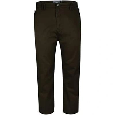 Image of KAM Men&#039;s Chino Trousers Modern Fit Zip Fly Cotton Stretch Casual Pants Dark Khaki 34W / 30L