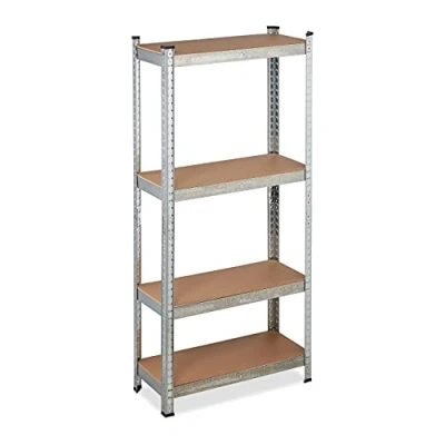 Image of Relaxdays Heavy Duty Shelving Unit, Galvanised Steel, Max. Load 700 kg, 150x70x30 cm, 4 Shelves, Garage Storage, Silver