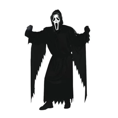 Image of My Illusions Officially Licensed Scream Ghostface Adults Costume + Mask Gloves Halloween Horror Film Fancy Dress (Standard, Up to 46&quot; Chest)