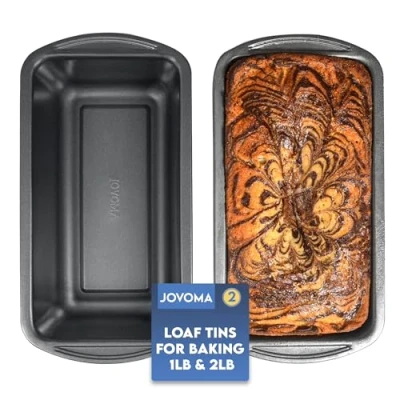 Image of JOVOMA Loaf Tin Delight Nonstick Bread Tins and Pans Duo (1lb &amp; 2lb) for Baking Flawless Cakes, Loaves, Banana