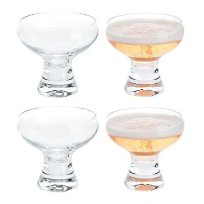 Image of Dartington Crystal Champagne Coupe Glasses, Set of 4 Saucers Vintage Espresso Martini Prosecco Sparkling Home Bar Wine Glass (4 Pack)