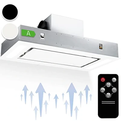 Image of Klarstein Remy Island Cooker hood, Kitchen Extractor Fan, Substructure Ceiling hood and bull; 90 cm, Touch, Cooking surface lighting; up to 620 m3/h Remote control, White