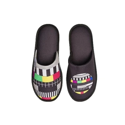 Image of Dedoles Slippers for Women, Men &amp; Kids Memory Foam Funny Designs Coffee Avocado Unicorn Music Lavender Comics Games Gift, Colour: TV Test Card Pattern, Size: 9 10UK