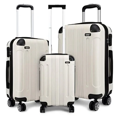 Image of Kono Luggage Sets of 3 Piece Lightweight 4 Wheels Hard Sheel ABS Travel Trolley Suitcases (Grey)